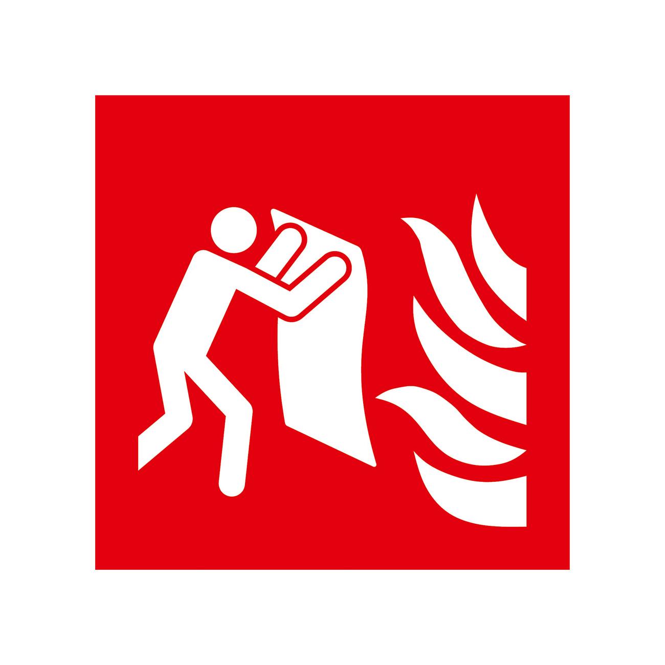 Brandschutzschild - Symbol: Feuerlöschdecke - langnachleuchtend