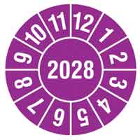 Prüfplakette Jahresfarbe Lila 2028