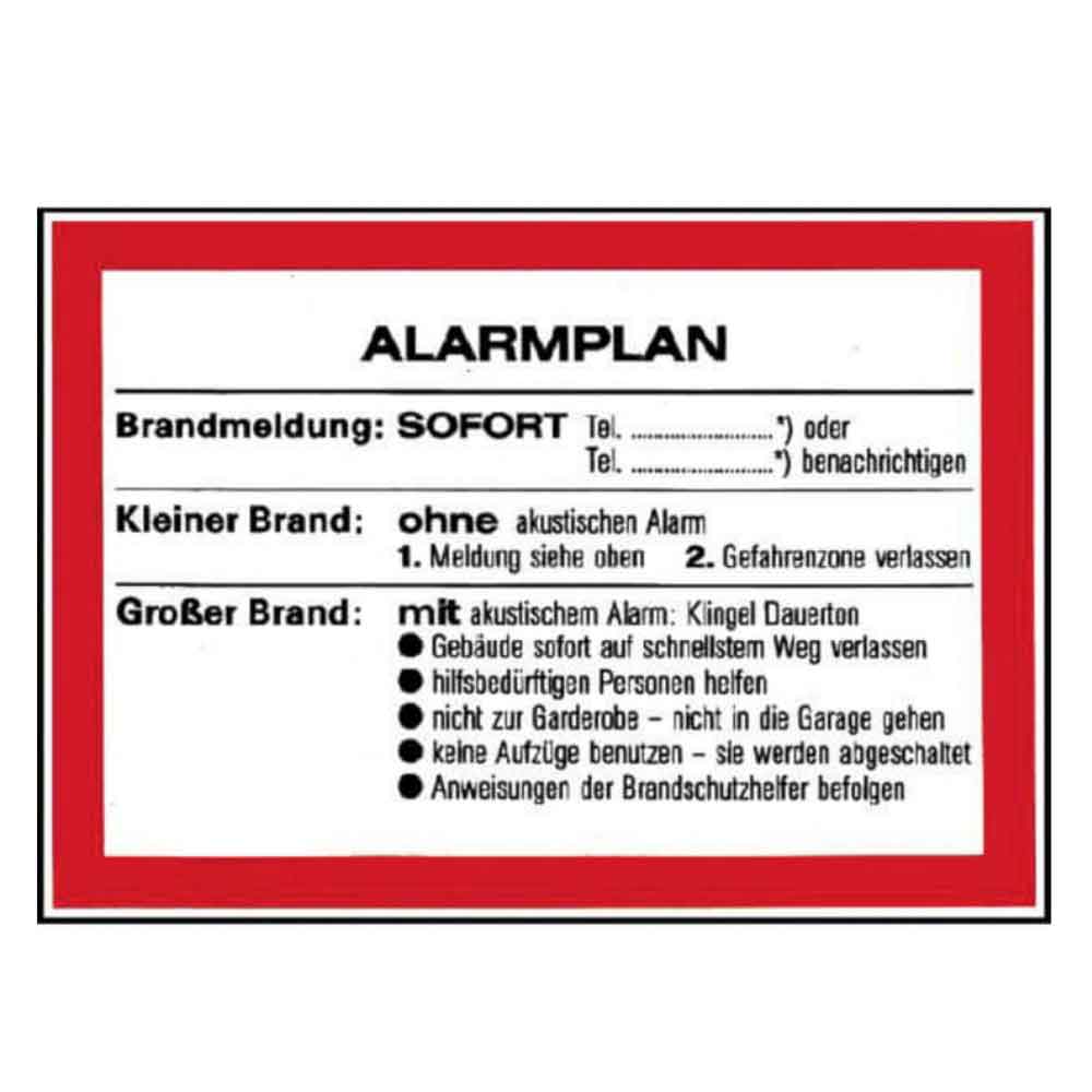 Aushang - Alarmplan für Brandmeldung
