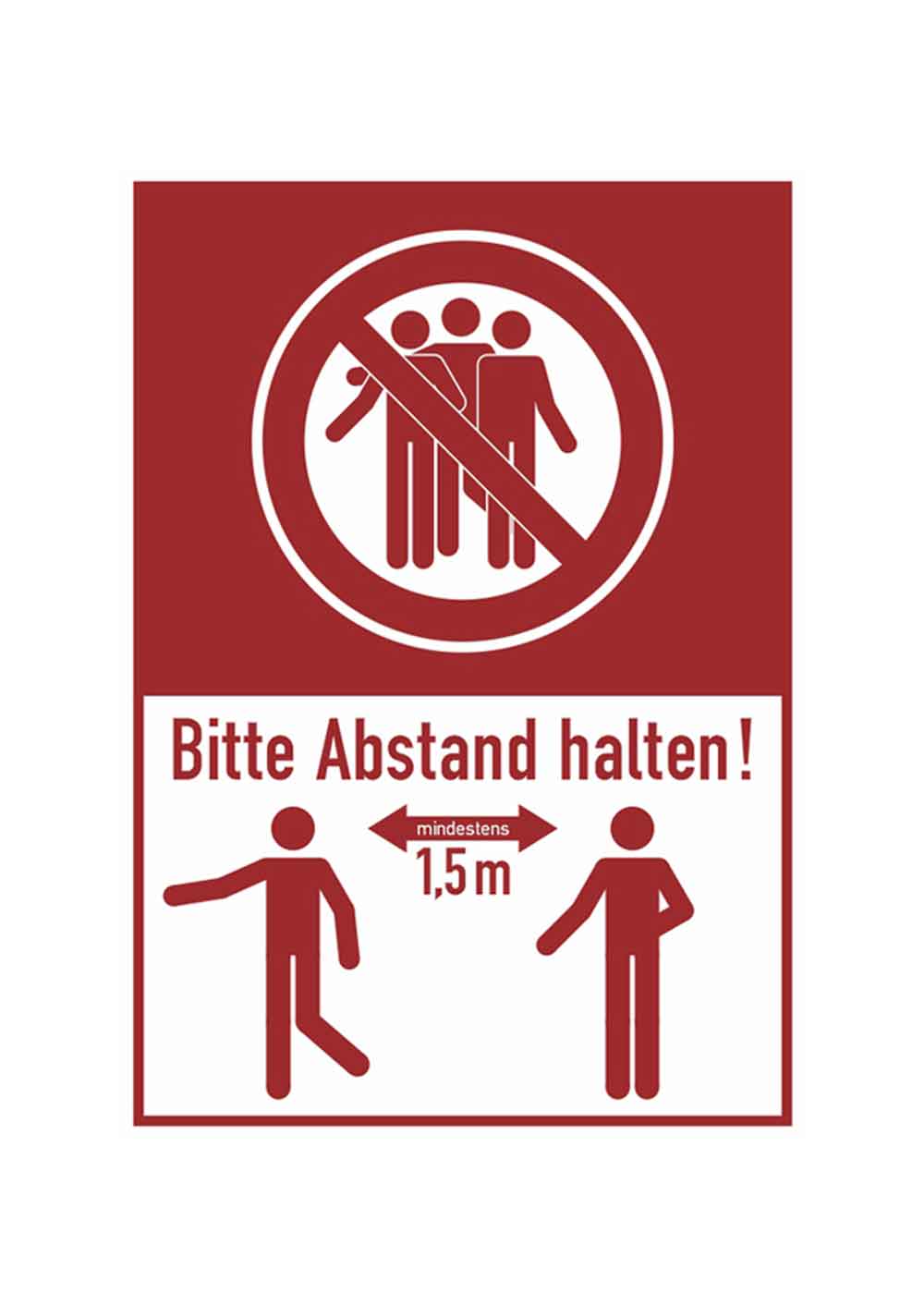 Hinweis-Kombischild - PVC-Folie - Bitte mind. 1,5 Meter Abstand halten!