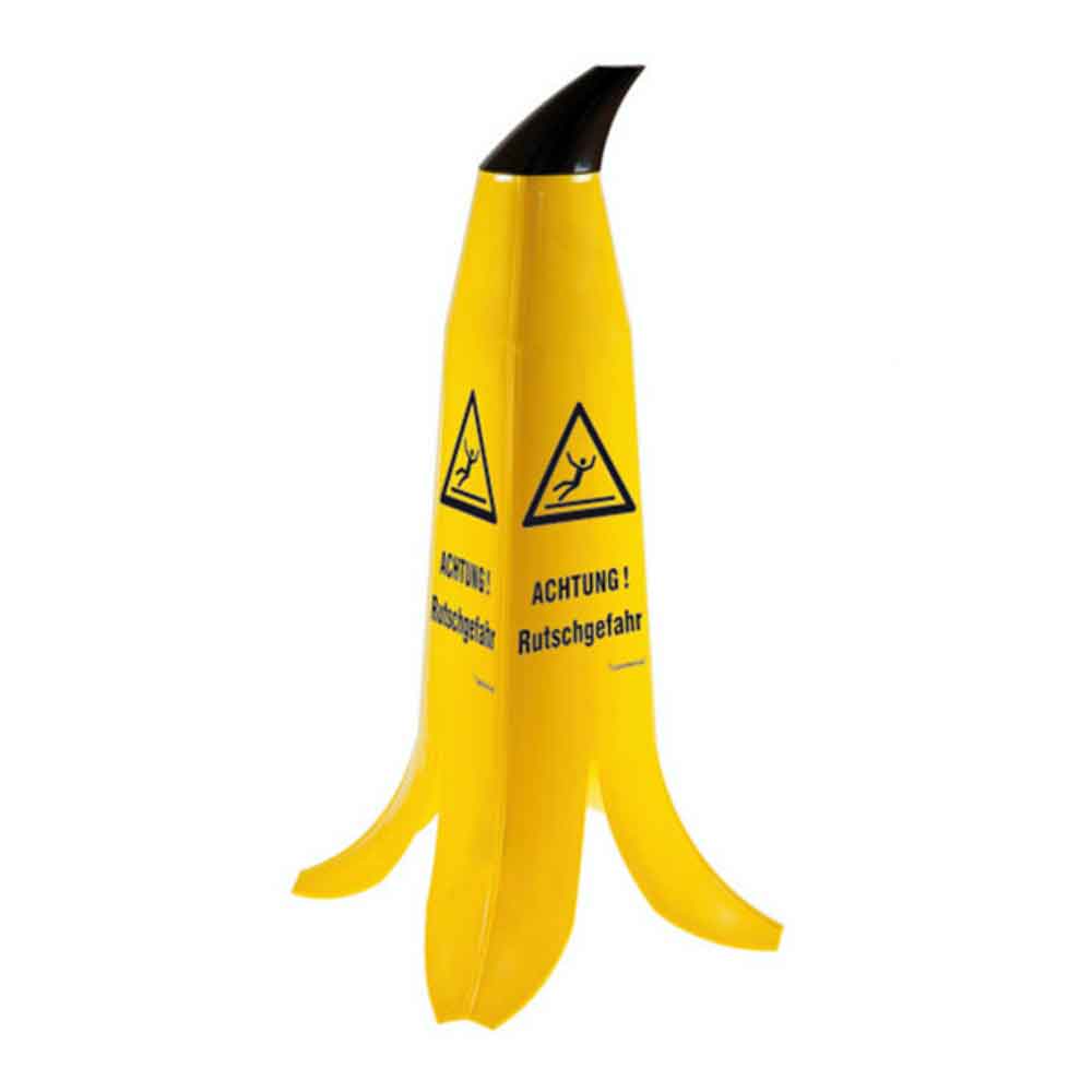 Warnaufsteller Bananenoptik - ACHTUNG! Rutschgefahr - H 60 cm - 4-seitig bedruckt