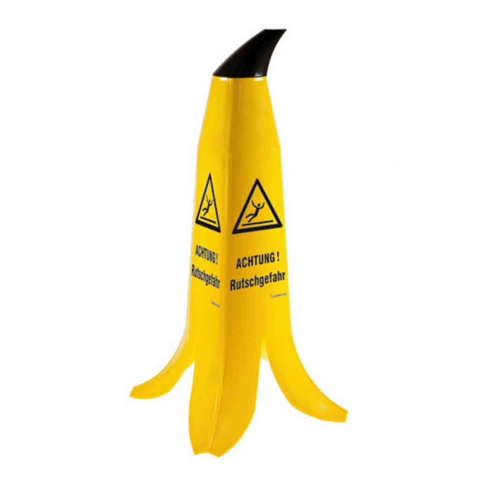30-82-028-8-00-01-056-warnaufsteller-banane-b9754e Warnaufsteller Bananenoptik - ACHTUNG! Rutschgefahr - H 60 cm - 4-seitig bedruckt