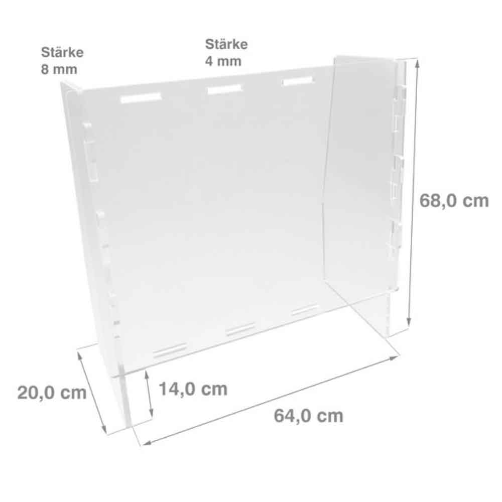 Mobile Acrylglasscheibe - intelligentes Stecksystem - variabel - mit Durchreiche