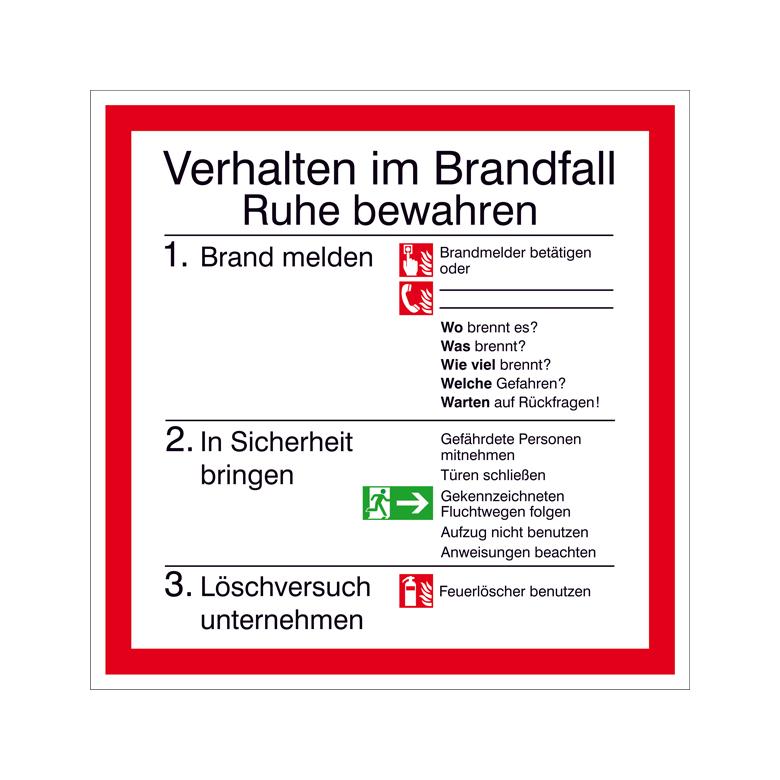 Aushang - Brandschutz - Verhalten im Brandfall