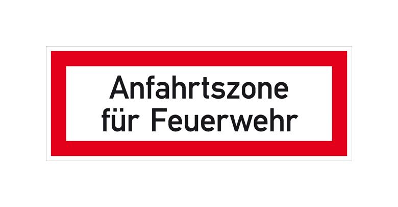 Hinweisschild für die Feuerwehr - Anfahrtszone für Feuerwehr