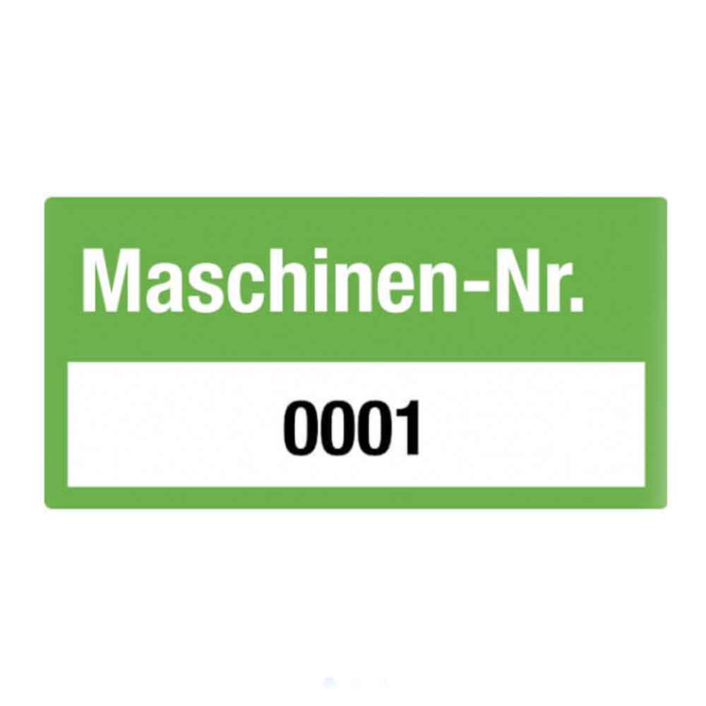 Inventar-Etikett - Maschinen-Nr. - fortlaufend nummeriert 0001-1000 - VOID-Folie auf Rolle