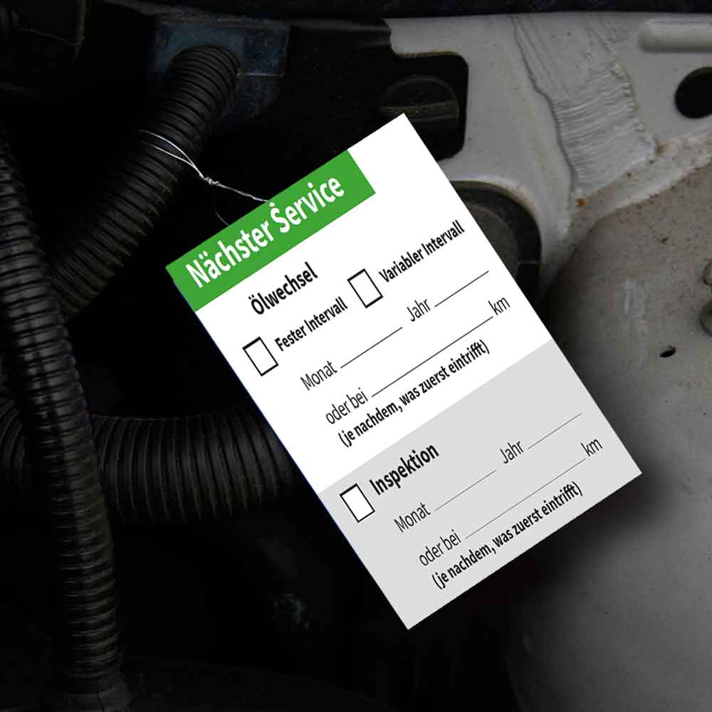Individuelles Kundendienst-Motorraumschild "Checkliste" nach Ihren Wünschen Individuelles Kundendienst-Motorraumschild "Checkliste" nach Ihren Wünschen