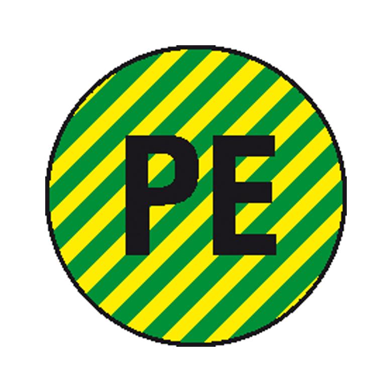 Etiketten - Kennzeichnung elektrischer Leiter - PE (Schutzleiter)