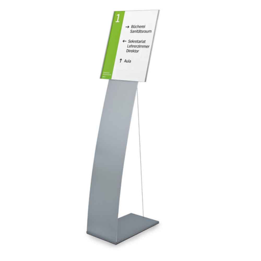 LITE SECURE Bodenaufsteller - mit Format DIN A4 und DIN A3 - mit Infotafel, Spannseil und Aluminium-Fuss