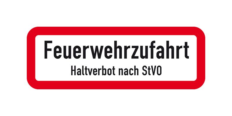 Hinweisschild für die Feuerwehr - Feuerwehrzufahrt - Haltverbot nach StVO - 3 Größen