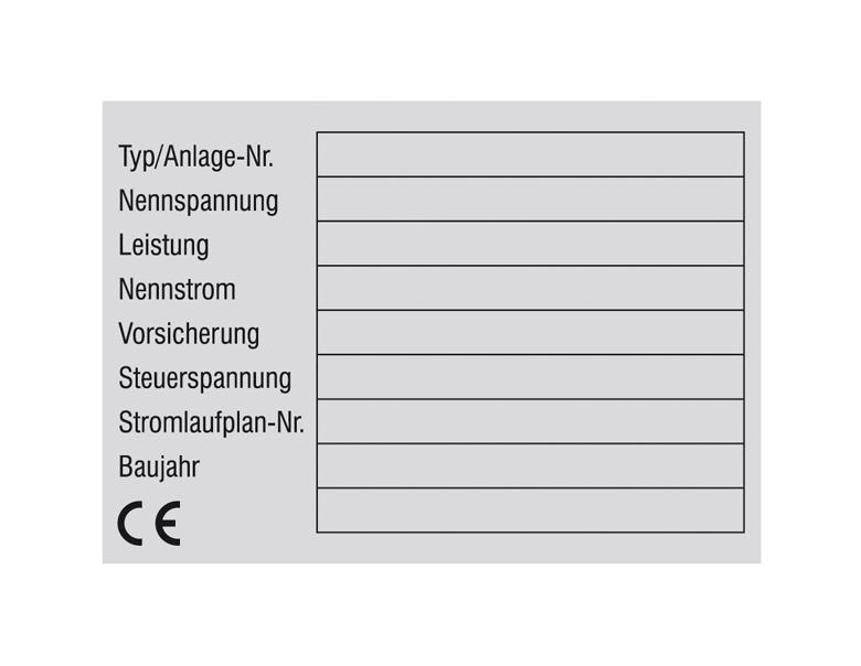 Typenschild - auf Bogen - zur Selbstbeschriftung - Typ/Anlage-Nr. ...