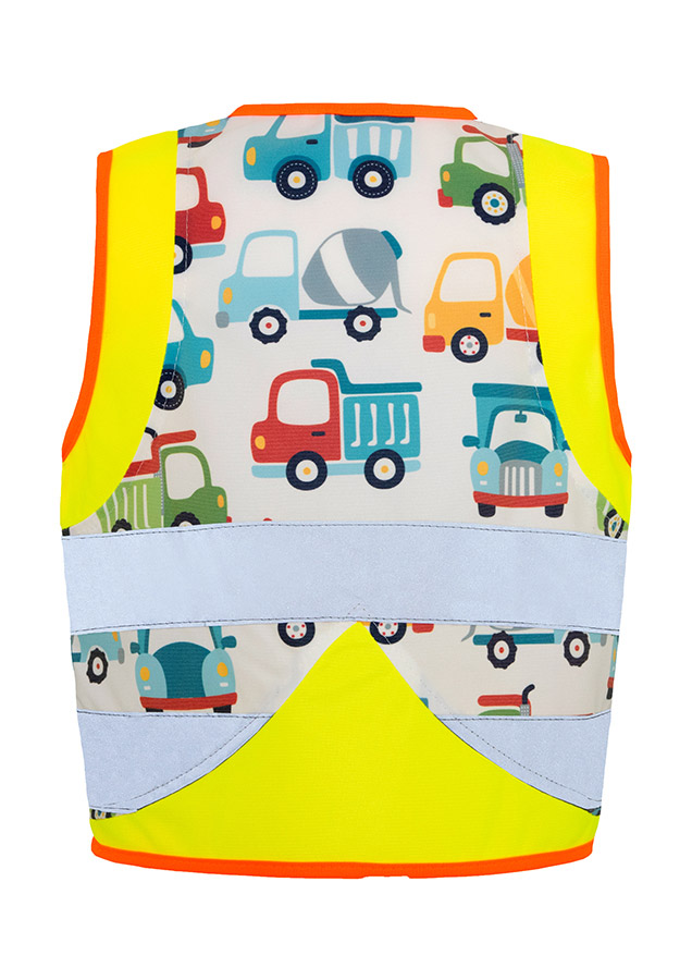 Korntex® Kinder Warnweste Action „Working Heroes“ - CO2 Neutral - Blau/Traktor - XS