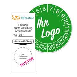 Individualisierte Prüfplaketten mit Logo