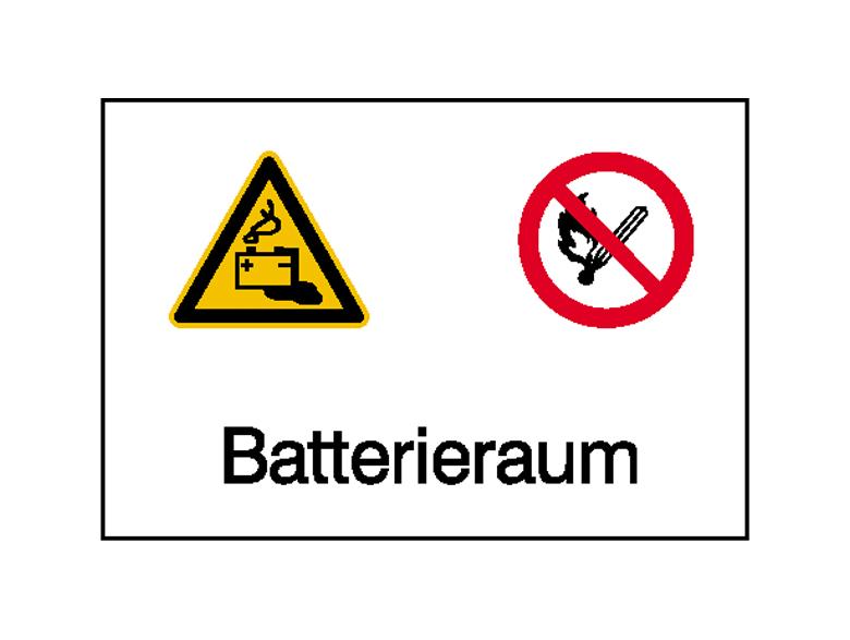 Warn- und Verbots-Kombischild - Batterieraum