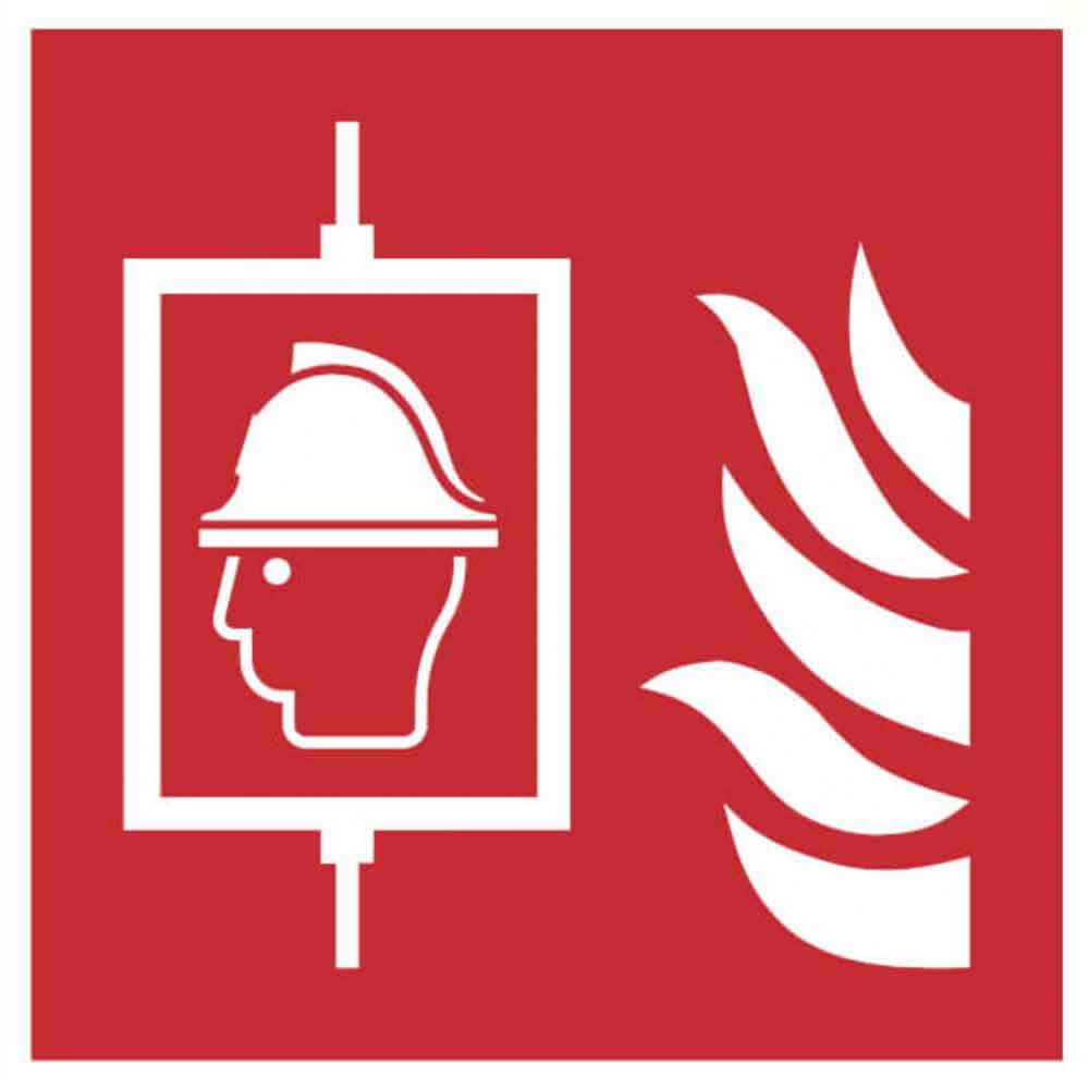 Brandschutzschild - Feuerwehraufzug - langnachleuchtend - Motiv Helm Brandschutzschild - Feuerwehraufzug - langnachleuchtend - Motiv Helm