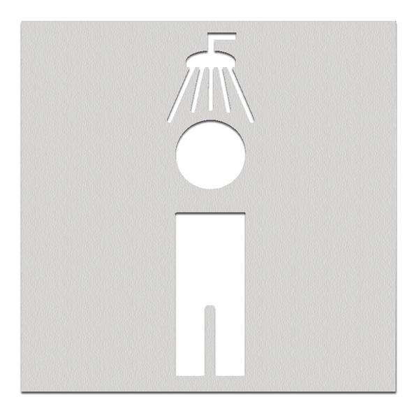 Türschilder aus Edelstahl - Symbol 'Herrendusche', selbstklebend,
