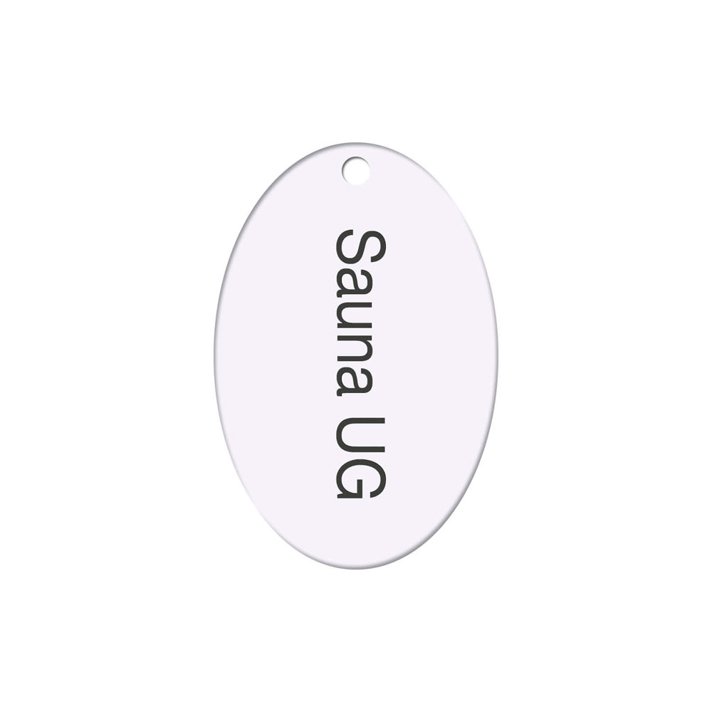 Schlüsselanhänger - Ovalform - Alu Silber matt - 1-zeilige Gravur - mit Bohrung