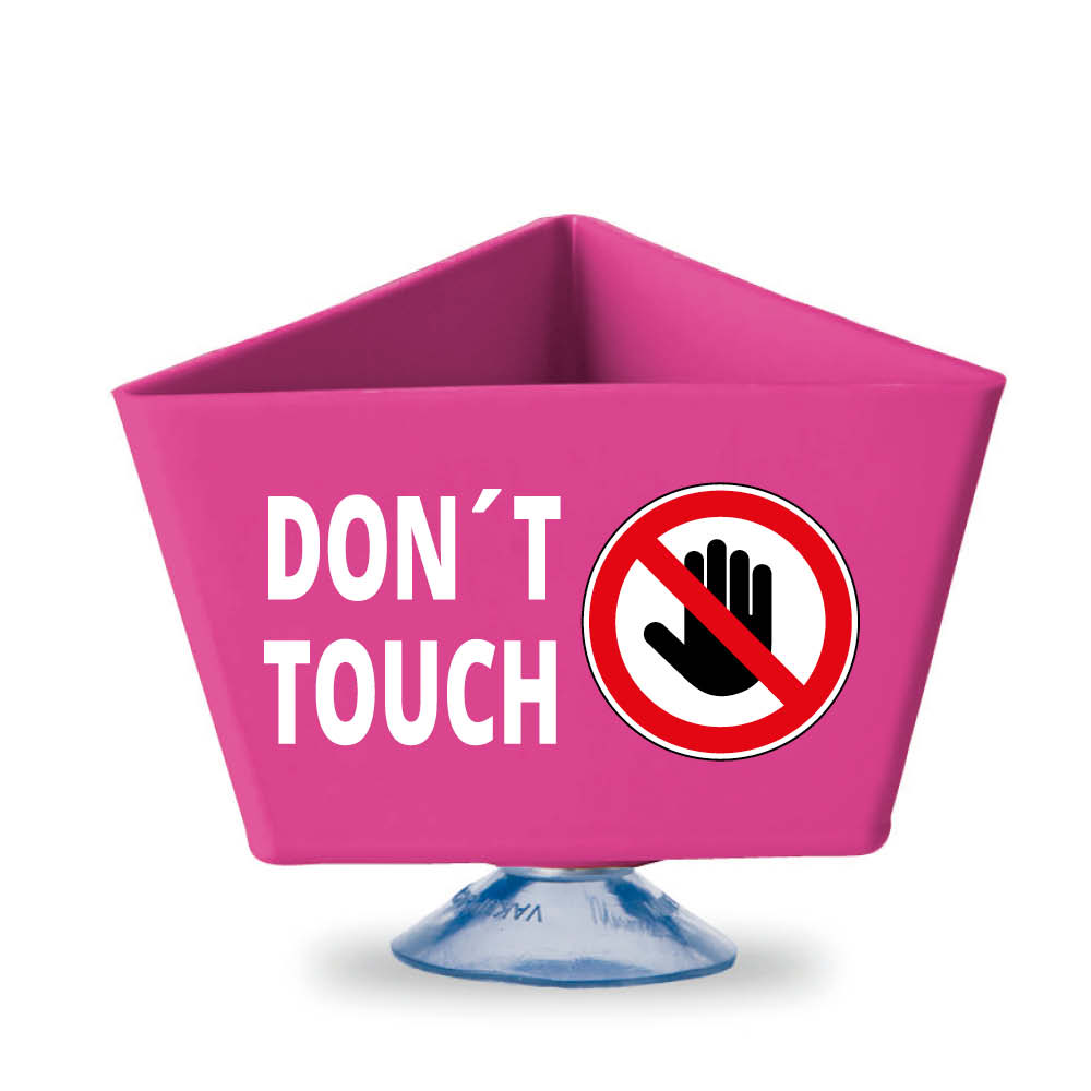 leitzahltraeger-kunststoff-saugnapf-dont-touch-pink-16f6e2 Leitzahlenträger - Text und Motiv: "DON'T TOUCH" - mit Saugnapf - 11 Farben