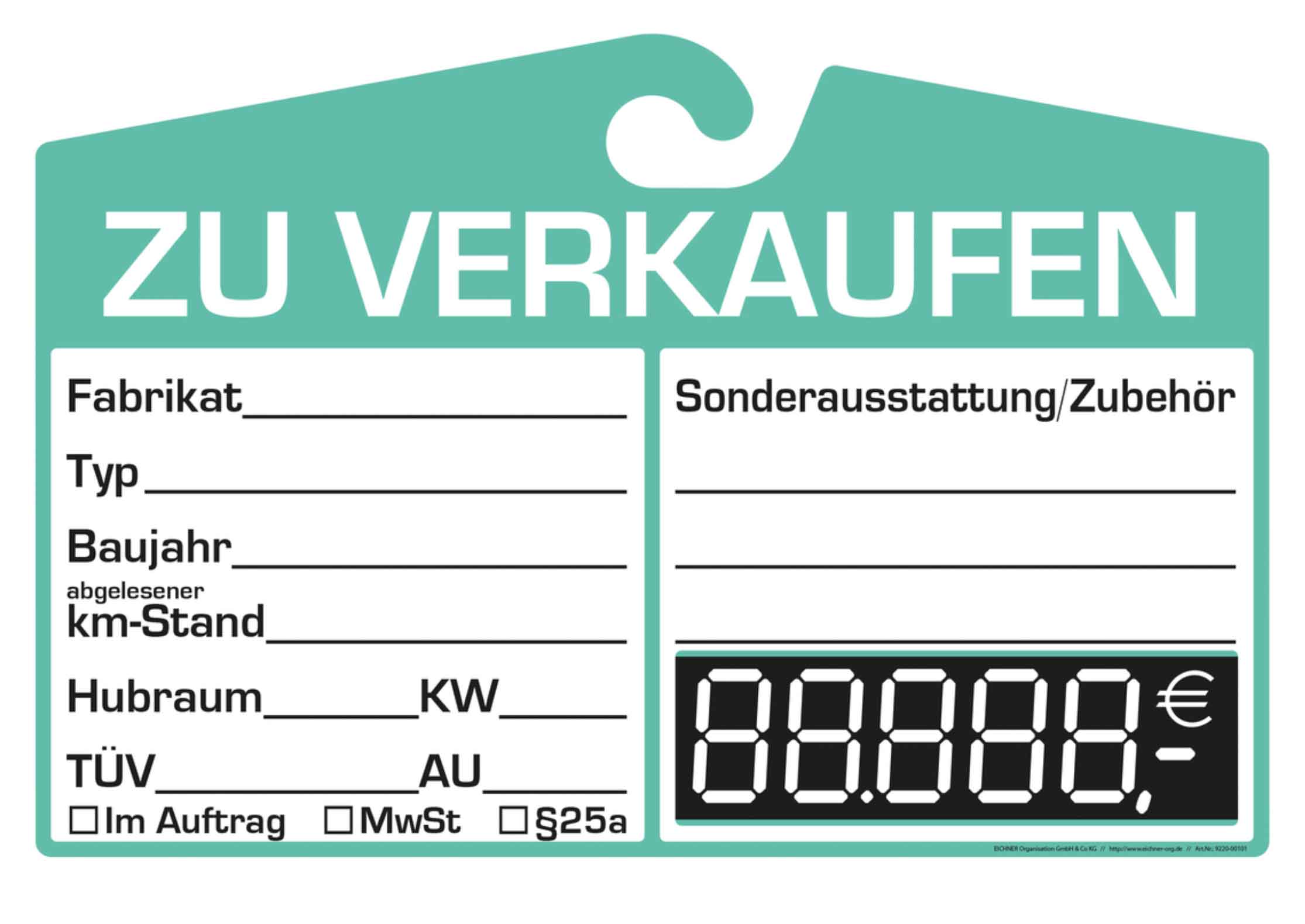 30-20-100-0-00-03-002-preisauszeichnung-fahrzeug-digital-gruen-2713b1 Verkaufsschild - Preisfeld Digital - 3 Farben