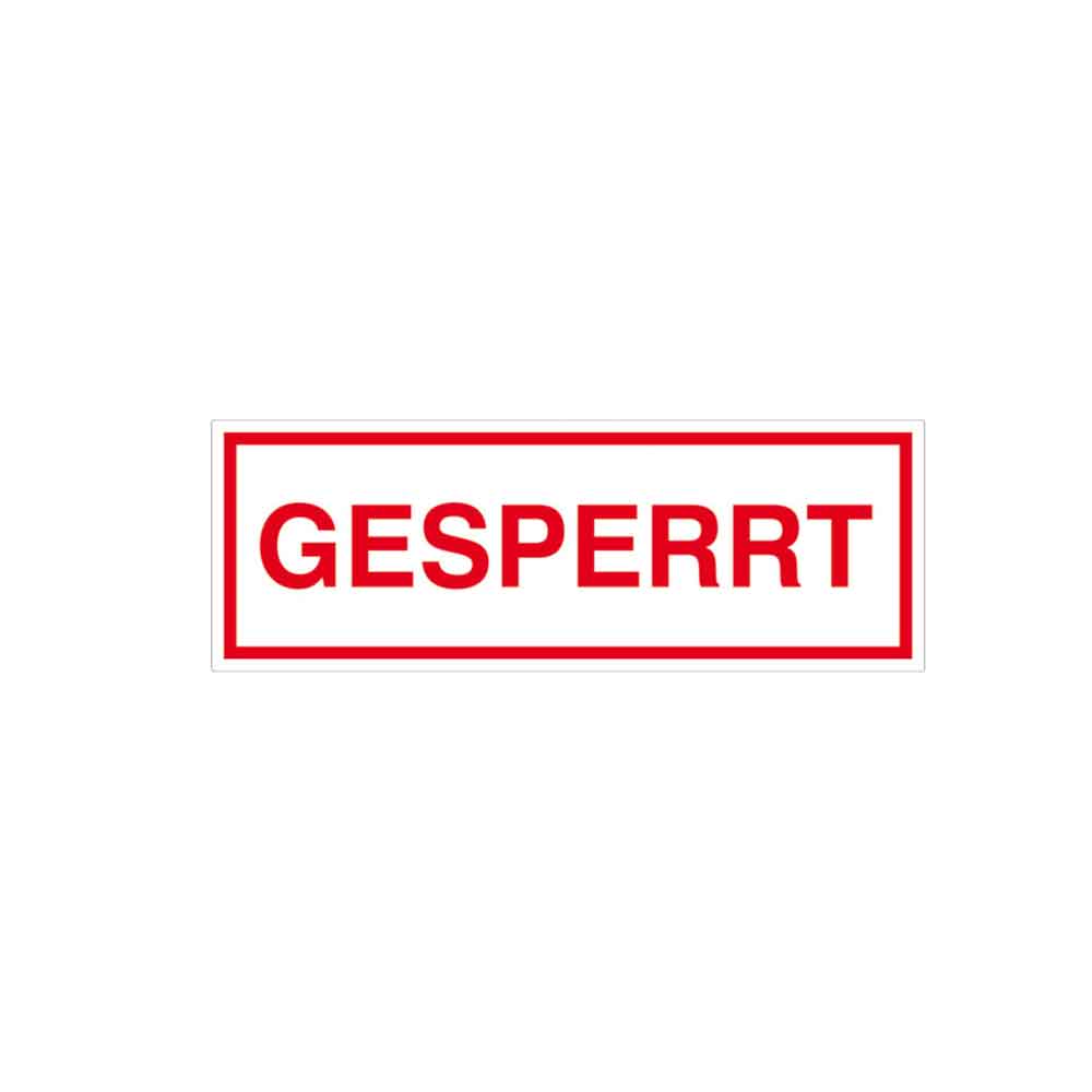 Verpackungsetikett - Text: Gesperrt