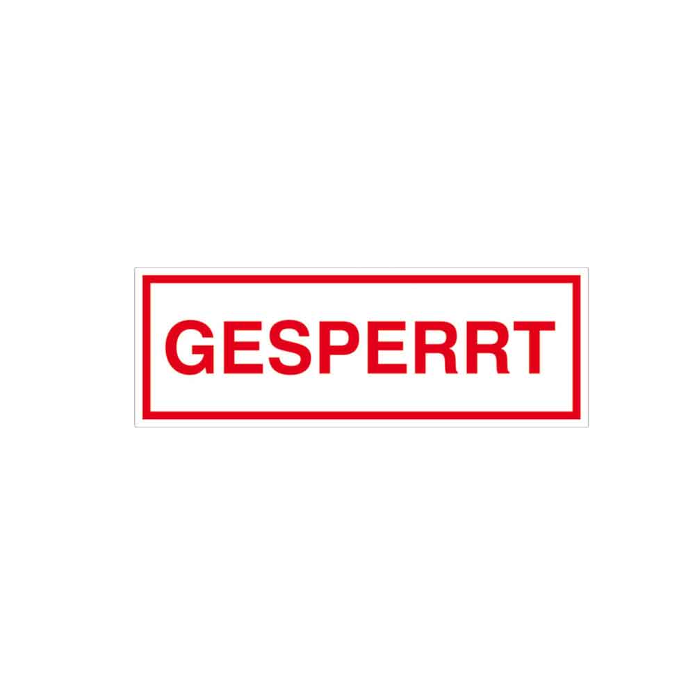 Verpackungsetikett - Text: Gesperrt Verpackungsetikett - Text: Gesperrt