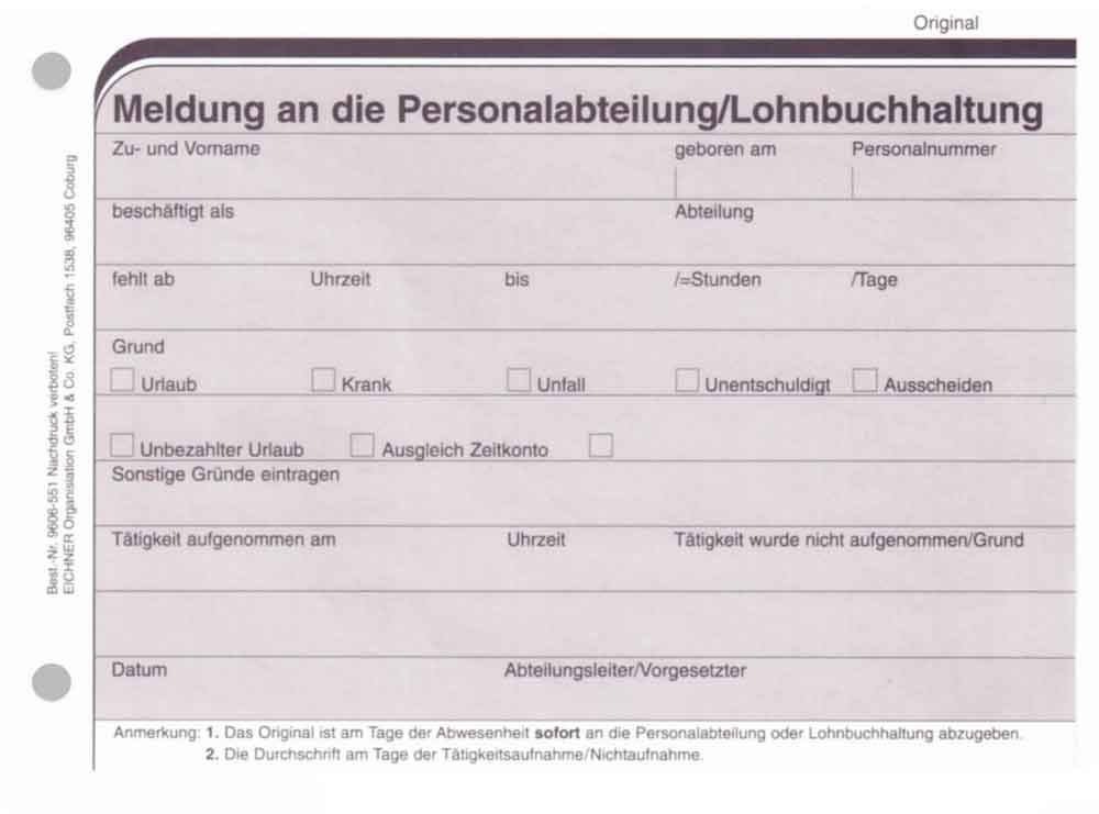 Arbeits-Ausfall-Meldung Arbeits-Ausfall-Meldung
