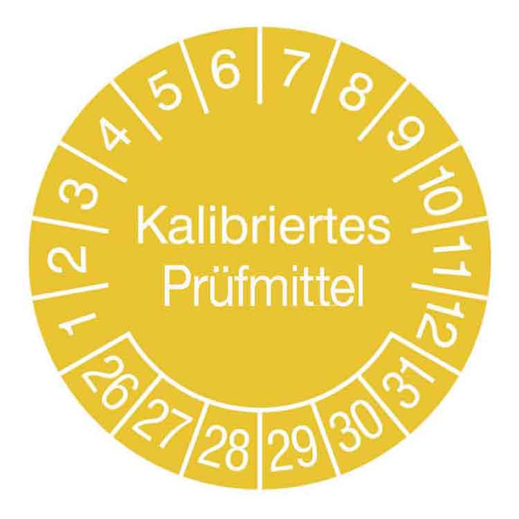Prüfplakette Kalibriertes Prüfmittel - in Jahresfarbe - Dokumentenfolie