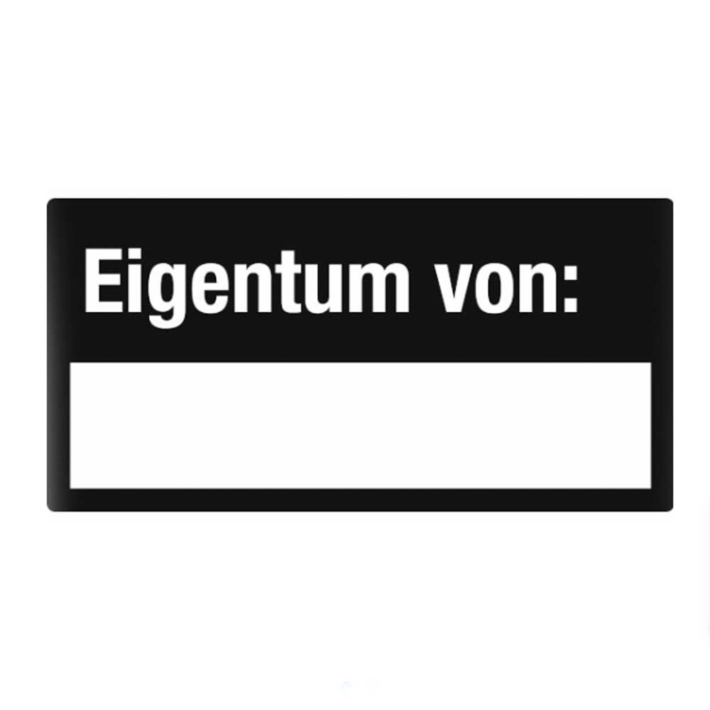 Inventar-Etikett - Eigentum von - VOID-Folie auf Bogen - mit Beschriftungsfeld