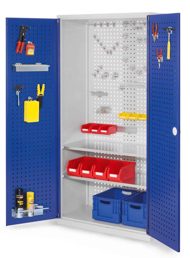12-61-00-02-13-02-090-rasterplan-werkzeugschrank-lochplattentueren-tiefe-500-mm_1-71ef1d RasterPlan® - Werkzeugschrank - mit Lochplattentüren - Tiefe 500 mm - 2 Fachböden