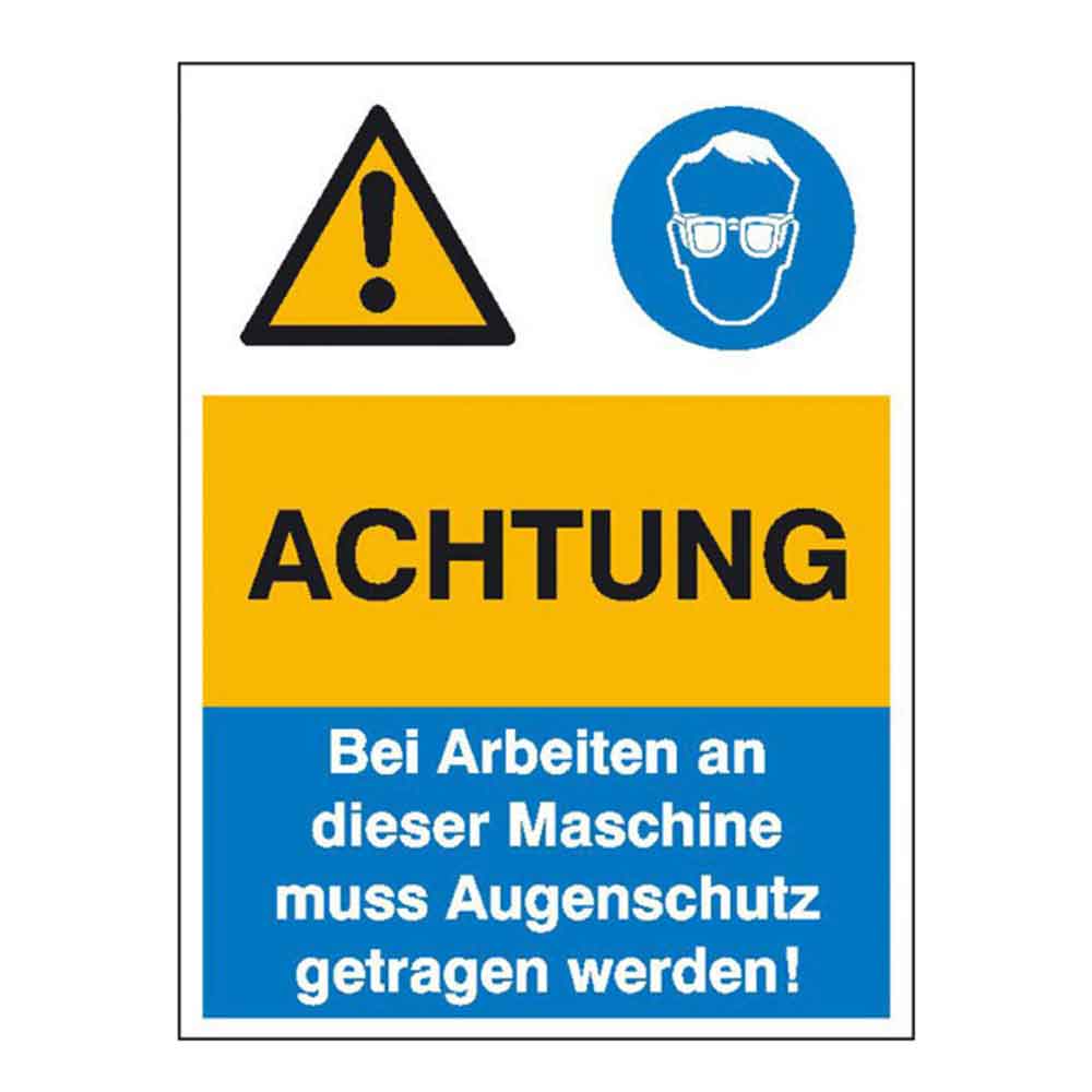Warn- Gebots- Kombischild - Achtung bei Arbeiten an der Maschine ... Warn- Gebots- Kombischild - Achtung bei Arbeiten an der Maschine ...