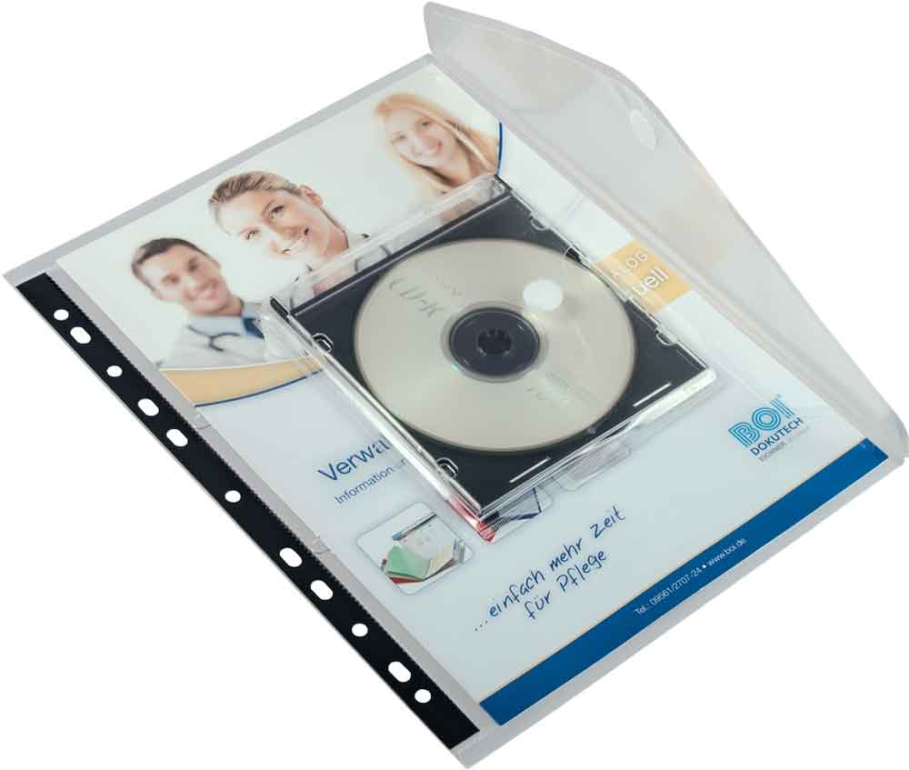 PP-Dokumententasche - CD/DVD-Tasche - DIN A4 - Abheftrand