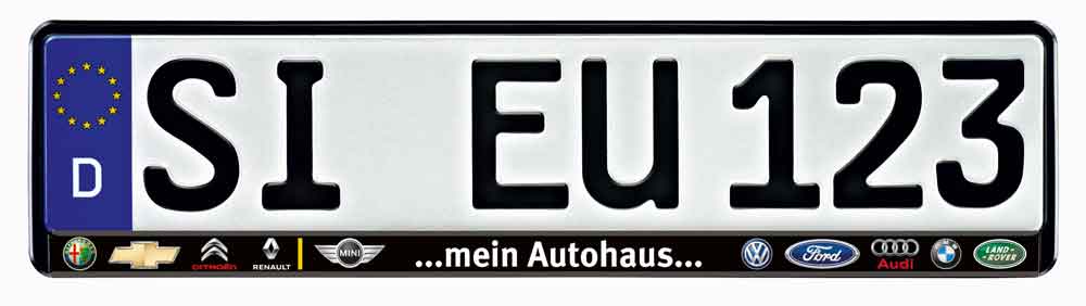 erustar-schwarz-color-3402d4 Kennzeichenhalter "CHANGE Color DI" - Grundplatte und Werbeleiste Schwarz - farbiger Aufdruck