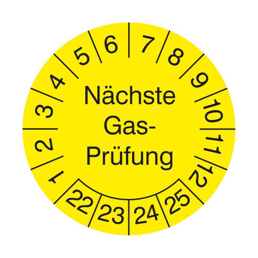 Prüfplakette auf Bogen - Nächste Gasprüfung