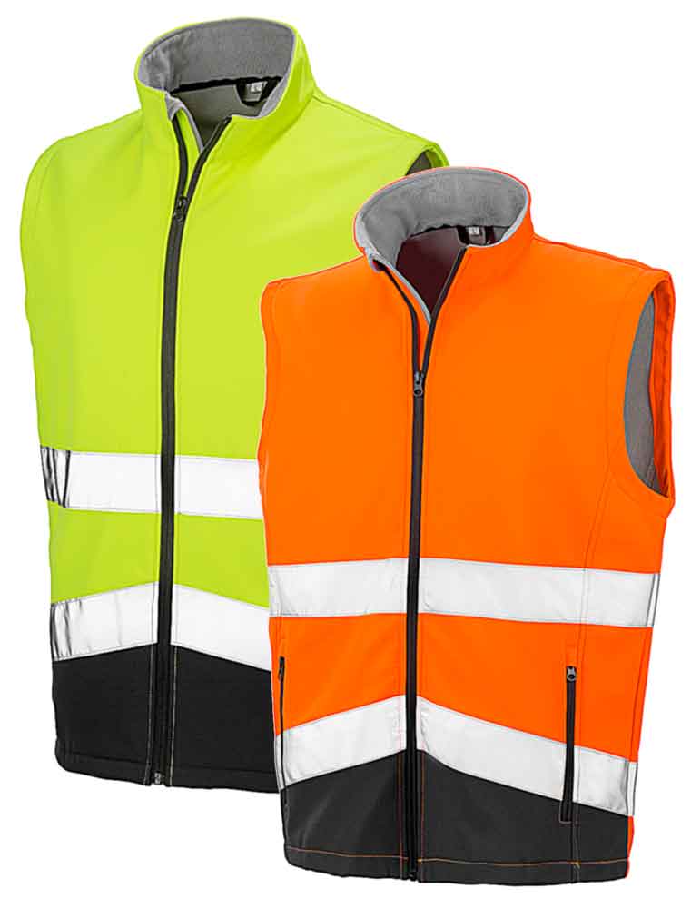 60-50-411-0-00-05-059-softshell-weste-orange-gelb-cafca3 Sicherheits-Softshell-Weste - reflektierend - 2 Farben