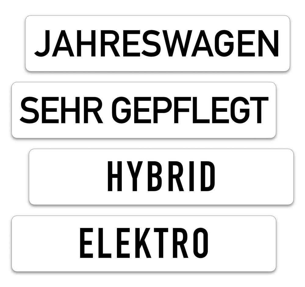 10-50-050-0-00-15-002-werbeschilder-ca2292 Kennzeichen-Werbeschilder - mit verschiedenen Texten