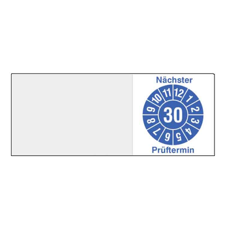 Kabelprüfplakette - Nächster Prüftermin - mit 2-stelliger Jahreszahl in Jahresfarbe