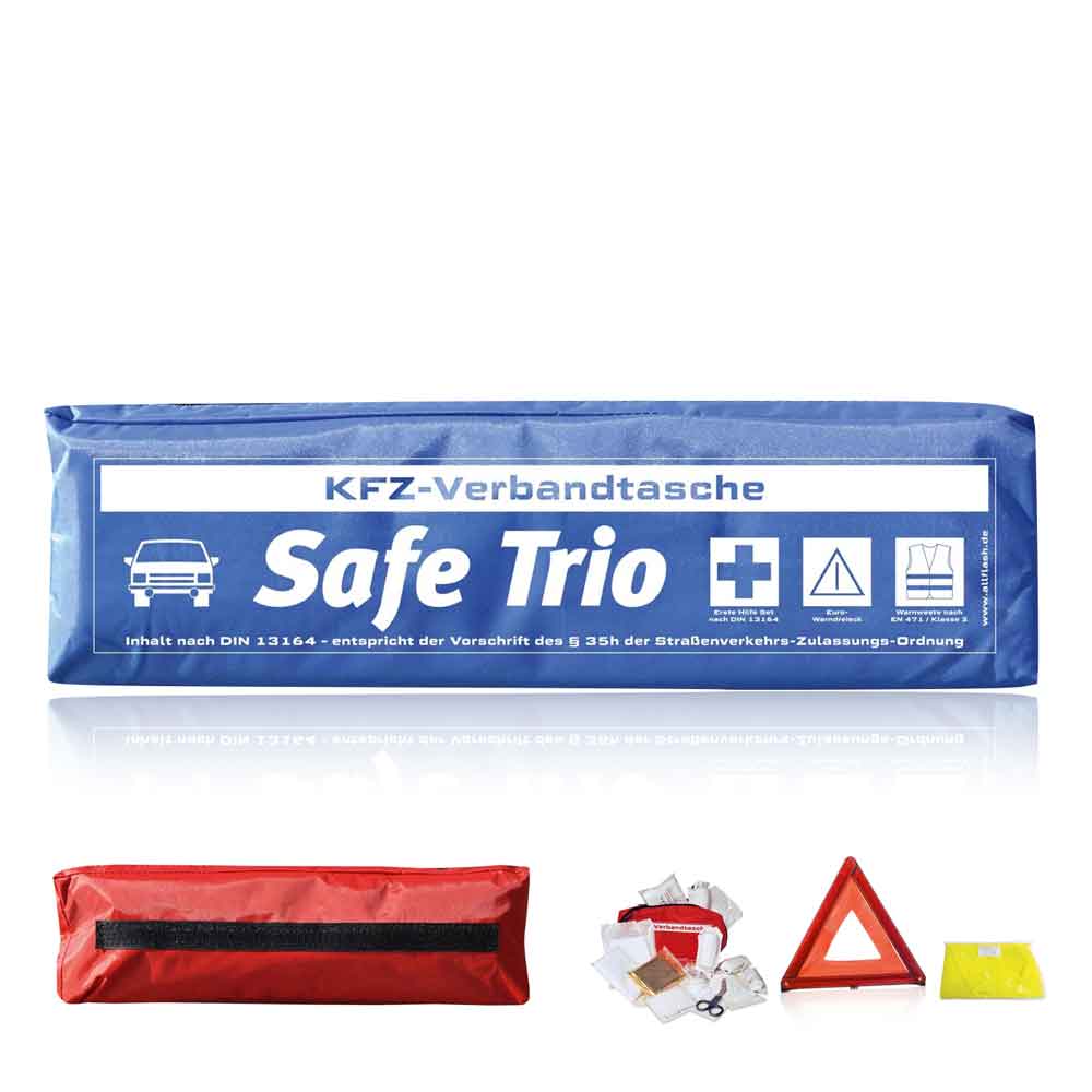 KFZ-Verbandtasche - SAFE TRIO MIT STANDARDMOTIV - 3 Farben