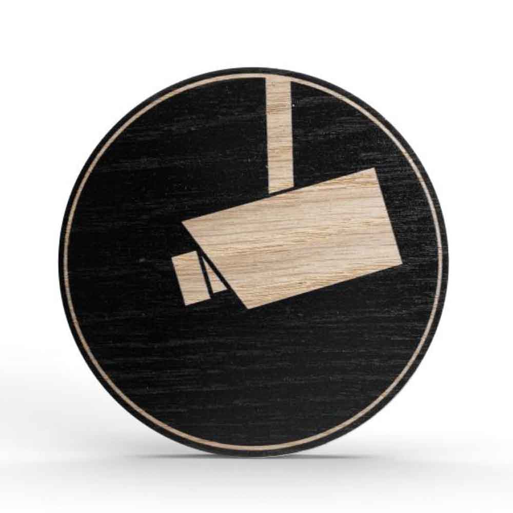Tello Wood Türschild rund - stilvolles Türschild aus Holz - verschiedene Symbole in Schwarz