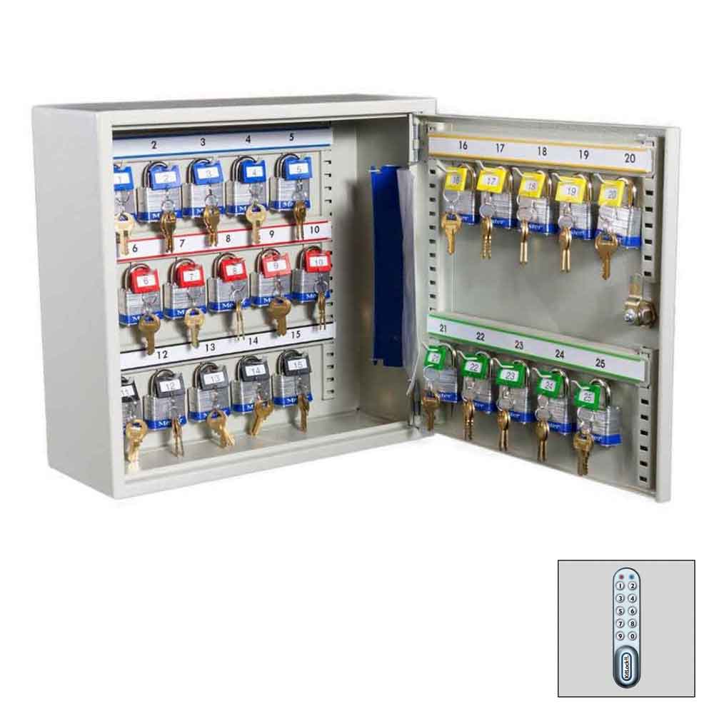 22-30-025-0-00-schluesselschrank-mit-langen-haken-7b9e63 Schlüsselschrank mit Elektronikschloss - 25, 50 oder 100 lange Haken