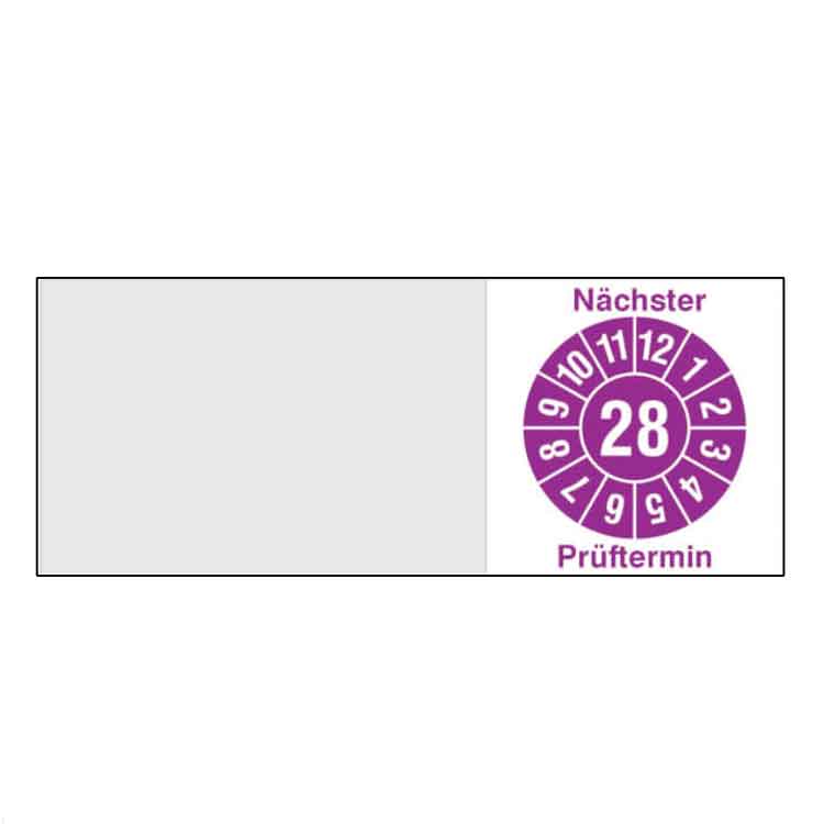 Kabelprüfplakette - Nächster Prüftermin - mit 2-stelliger Jahreszahl in Jahresfarbe