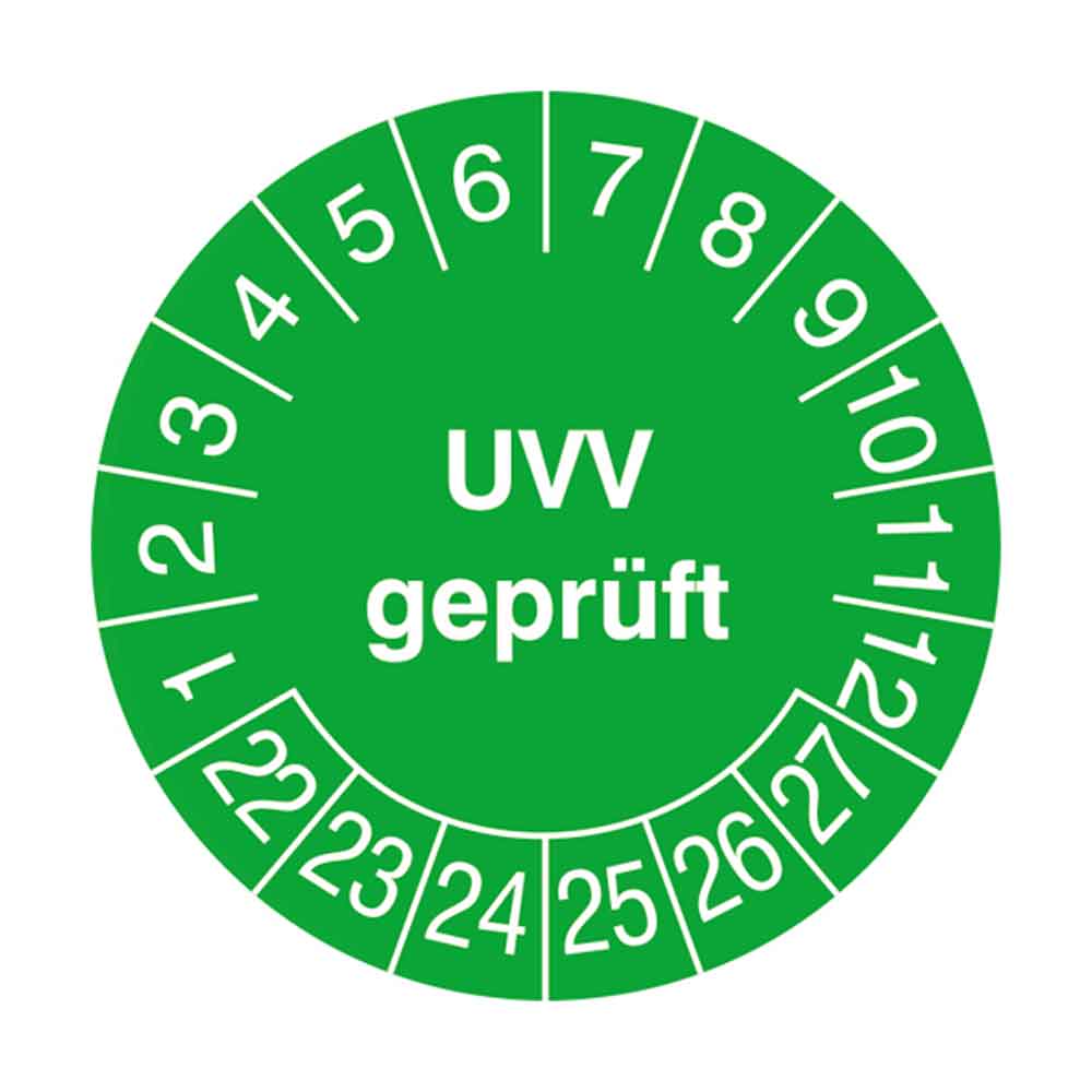 Prüfplakette auf Bogen - UVV geprüft