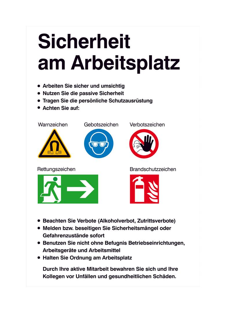 Aushang Sicherheitskennzeichnung - Sicherheit am Arbeitsplatz