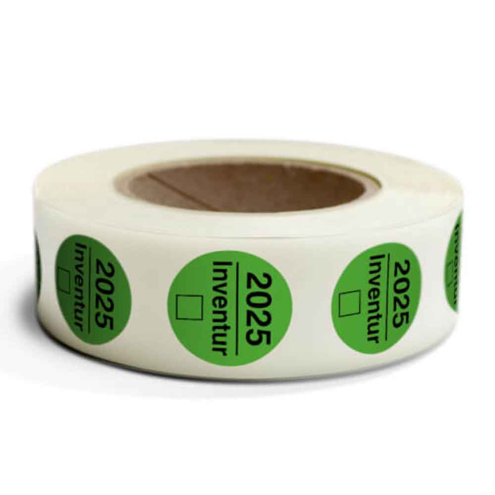 Inventur-Etiketten - mit Jahreszahl zum Abhaken - selbstklebend - in 4 Farben