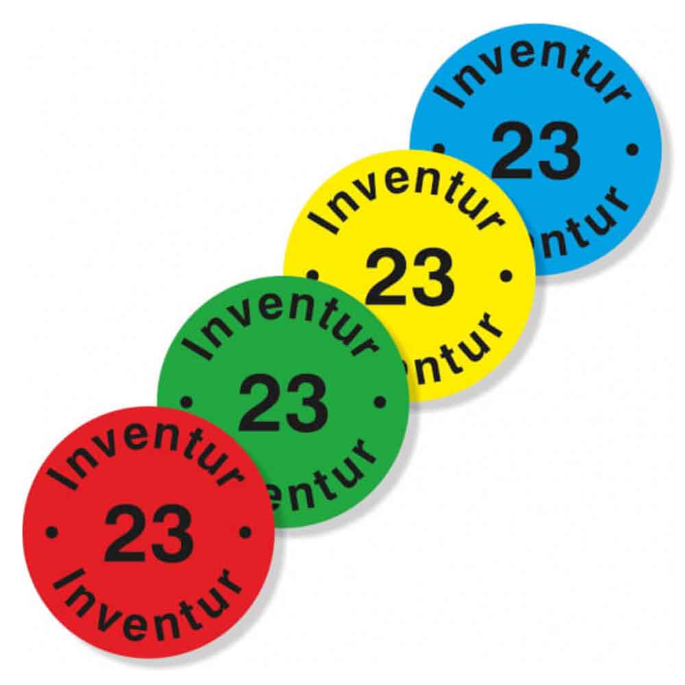 Inventur-Etiketten - mit Jahreszahl - selbstklebend - in 4 Farben