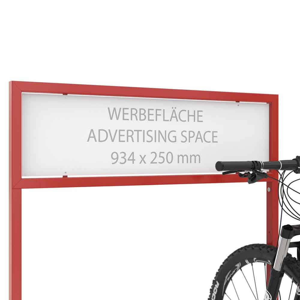 Werbefahrradständer EW 7004 - große Werbefläche - 4 Einstellplätze zweiseitig Werbefahrradständer EW 7004 - große Werbefläche - 4 Einstellplätze zweiseitig