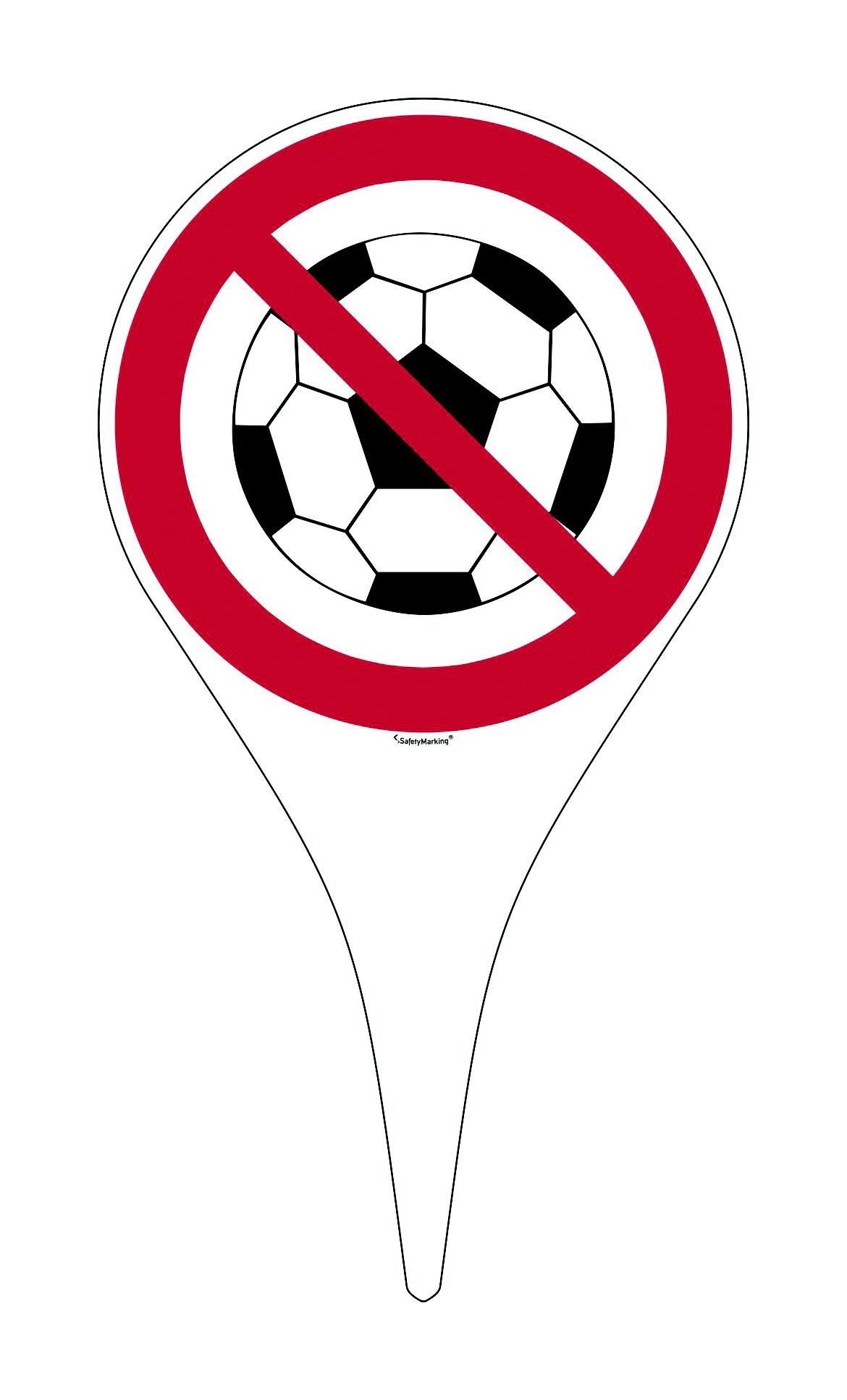 Erdspieß mit Verbotsschild - Symbol: Ballspielen verboten