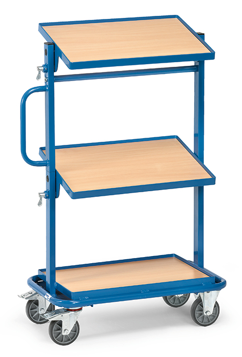 Beistellwagen - mit Bodenplatten - 3 Ladeflächen L 605 x B 405 mm - 2 Ladeflächen neigbar
