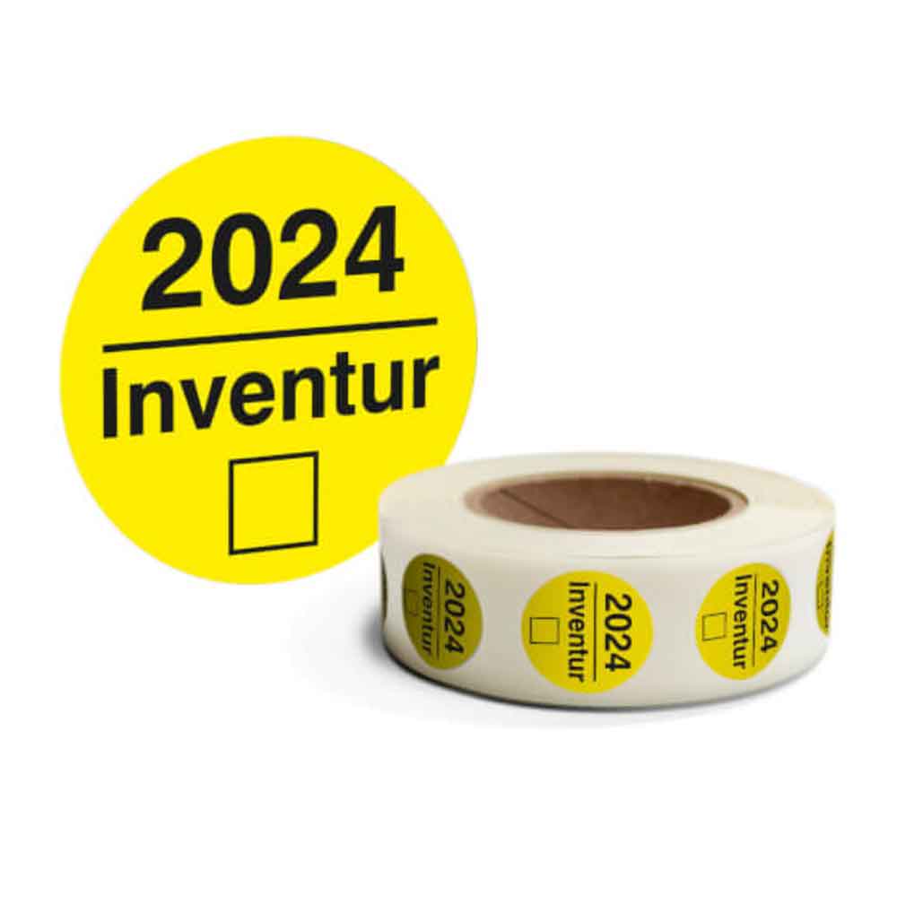 Inventur-Etiketten - Text: Inventur - mit Jahreszahl zum Abhaken - in 4 Farben Inventur-Etiketten - Text: Inventur - mit Jahreszahl zum Abhaken - in 4 Farben