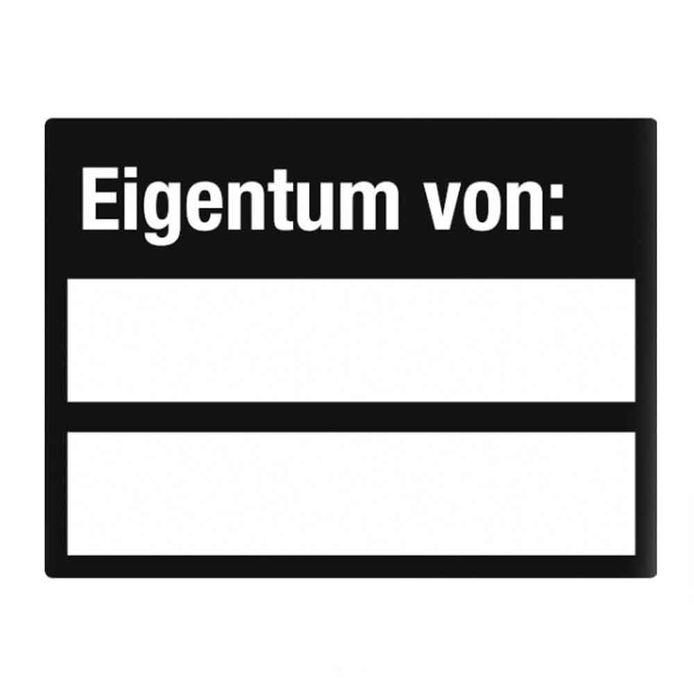 Inventar-Etikett - Eigentum von - VOID-Folie auf Bogen - mit 2 Beschriftungsfeldern