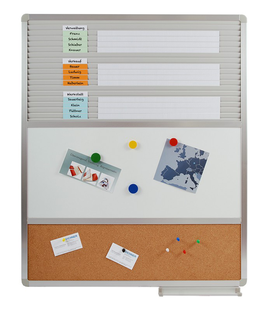 20-20-210-0-00-01-002-mehrzwecktafel-38b47b Universelle Mehrzwecktafel mit Einstecktafel - 14 Schienen + Whiteboard + Pinnwand